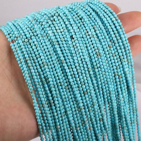 Perles de pierre naturelle en gros perles Turquoises pour la fabrication de bijoux perles collier à faire soi-même bracelet accessoires 2mm 3mm ► Photo 1/3