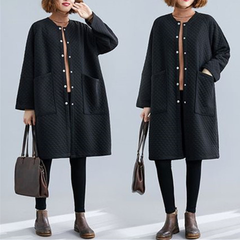 Grande taille femmes Trench coat Long 2022 printemps automne nouvelle mode coréenne lâche noir coupe-vent vêtements de dessus pour femmes 3XL ► Photo 1/6