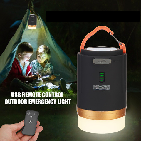 VKTECH Portable USB Rechargeable tente Camping lampe Mobile batterie externe en plein air randonnée Camping télécommande suspendus lanterne lumière ► Photo 1/6