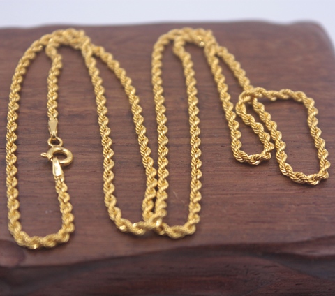 Chaîne en or jaune pur 18K pour femmes, corde de 2mm, lien, cadeau de richesse, meilleur collier pour femmes ► Photo 1/6