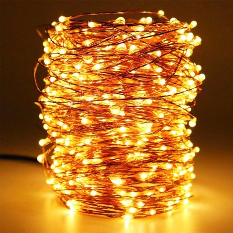 Guirlande lumineuse en fil de cuivre, 5M, 10M, 20M, LED, guirlande lumineuse multicolore, blanche chaude, décoration de maison, fête de noël, d'extérieur, alimenté par USB ► Photo 1/5