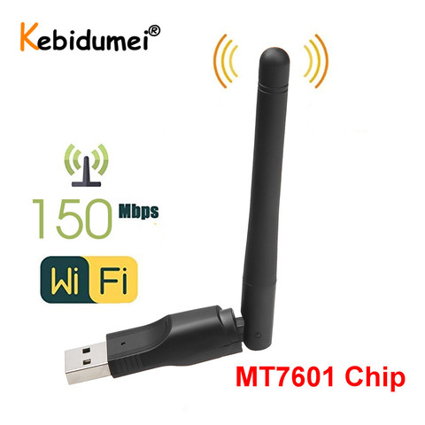 Kebidu 150Mbps MT7601 USB WiFi adaptateur LAN carte réseau avec antenne pour récepteur Satellite numérique Freesat V7S V8 Super X800 ► Photo 1/6