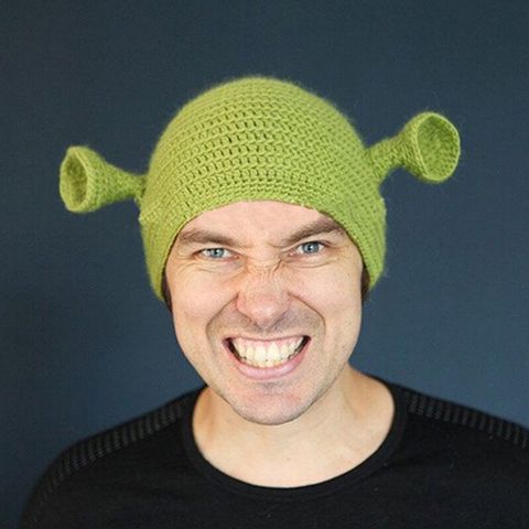 Unisexe cagoule monstre Shrek chapeau laine hiver tricoté chapeaux vert fête drôle Beanie Skullies casquette pour femmes hommes pur à la main ► Photo 1/6