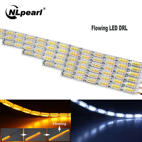 NLpearl – 1 paire de feux de jour LED DRL, Flexible et séquentiel, feu clignotant pour conduite de voiture, 12V ► Photo 1/6