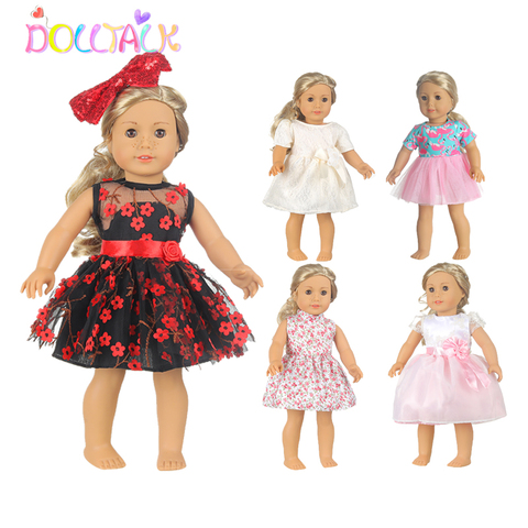 Robe de poupée 18 ''+ épingle à cheveux, vêtements de princesse, Rose rouge, 43 Cm, jouets américains pour nouveau-nés, accessoires cadeaux pour filles ► Photo 1/6