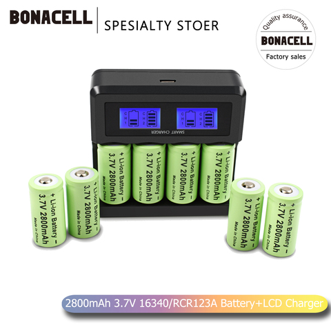 2800mAh Rechargeable 3.7V Li-ion 16340 Batteries CR123A batterie + LCD chargeur pour Arlo caméra de sécurité pour 16340 CR123A batterie ► Photo 1/6