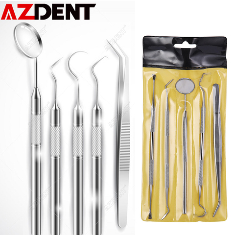 Azdent – Kit d'outils dentaires en acier inoxydable, miroir buccal, choix dentaire, outil de préparation du dentiste ► Photo 1/6