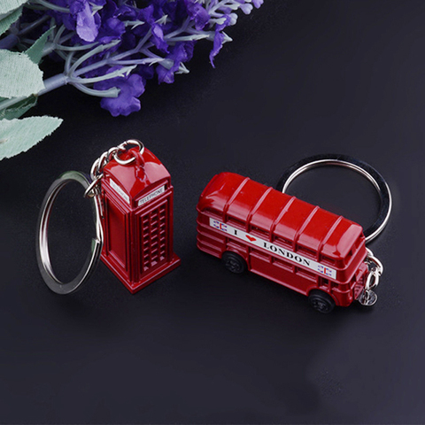 Nouveau londres rouge Bus porte-clés poste boîte aux lettres porte-clés cabine téléphonique pendentif à breloque porte-clés pour hommes femmes fête cadeau porte-clés ► Photo 1/6