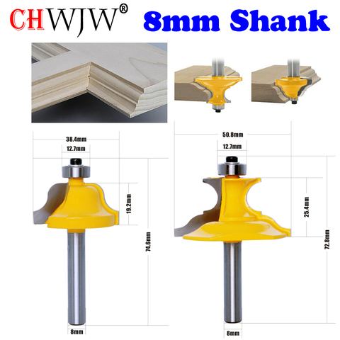CHWJW 1-2pc 8mm tige lambris romain Ogee & piédestal routeur Bit C3 carbure à pointe de bois outil de coupe bois routeur bits ► Photo 1/6