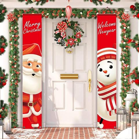 Huiran joyeux noël porche signe décoratif porte bannière décorations de noël pour la maison suspendus noël ornements Navidad 2022 ► Photo 1/6