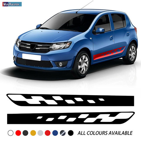 2 pièces d'autocollants pour la porte de voiture, à rayures latérales, pour jupe, décalcomanie en vinyle, pour le Sport de course, accessoires Renault Dacia Sandero 2 Stepway RS ► Photo 1/6