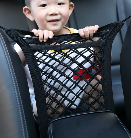 Sac de rangement pour coffre intérieur de voiture, filet en maille élastique, sac de rangement pour style de voiture, Cage de poche, grille velcro, accessoires de voiture porte-poche ► Photo 1/6