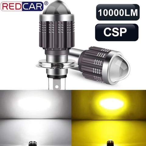 Phare de motocyclette Led, ampoule Led CSP, lumière Super brillante, pour motocyclette, lumière de salut Lo, blanc, jaune, 10000lm, BA20D, H6, 1 pièce ► Photo 1/6