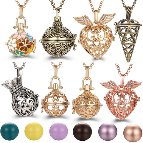 2022 Multi Styles creux amour ange ailes Vintage collier musique boule grossesse cloche collier arôme huile essentielle médaillon pendentif ► Photo 1/6