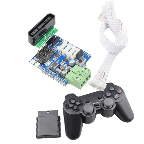 Manette sans fil pour contrôleur PS2 + carte d'extension de servomoteur 4 canaux pour Robot Arduino UNO R3 Mecanum ► Photo 1/3