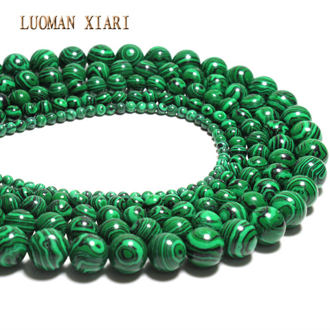 Perles de Malachite colorées en gros perles de pierre rondes en vrac pour la fabrication de bijoux bracelet à bricoler soi-même collier 4/6/8/10mm brin 15'' ► Photo 1/6