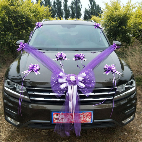 Tirage de fleurs romantique pour voiture de mariée, nœuds de fleurs, DIY romantique, pour voiture de mariée, Motorcade de mariage, poignée de porte queue en toit, décoration flottante ► Photo 1/6