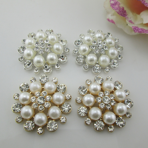 Boutons strass en alliage de perles blanches de 33mm, BT232, 5 pièces, accessoires de coiffure, bricolage ► Photo 1/6