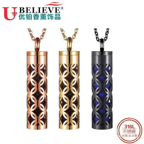 Ubelieve diffuseur d'huile essentielle collier aromathérapie diffuseur pendentif médaillon 316L acier inoxydable collier femmes ► Photo 1/6