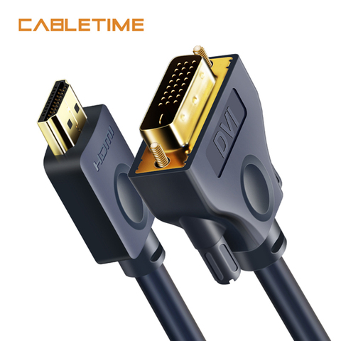 Cabletime HDMI-compatible avec DVI-D câble 24 + 1 broches bi-direction Pro haute vitesse DVI Full HD 2.0 pour lecteur Blu-ray Xbox HDTV N118 ► Photo 1/6