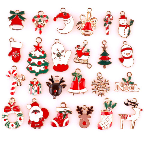 Pendentifs de noël en métal mélangé, 24 pièces de breloques de noël, perles d'ornements pour Bracelet, boucles d'oreilles, fabrication de bijoux, décoration d'arbre de noël, cadeau pour enfants ► Photo 1/4