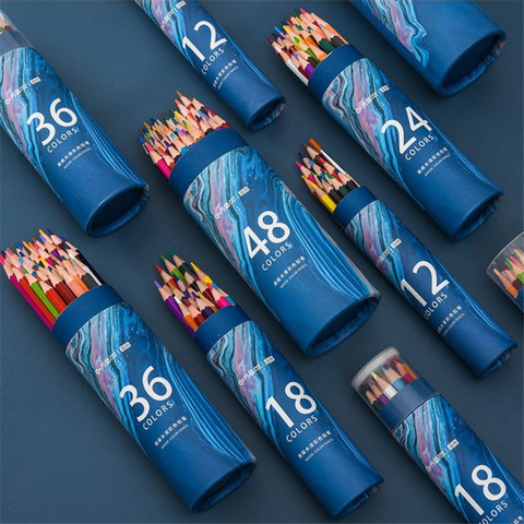 Crayons de couleur Soluble dans l'eau professionnels, à noyau souple, pour fournitures scolaires d'art, 12/24/36/48 lapis de cor ► Photo 1/5