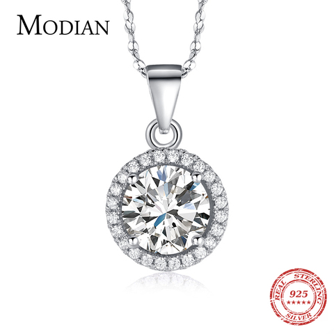 Véritable 925 en argent Sterling chaîne de luxe marque collier avec 2.0Ct AAAAA niveau Zircon colliers cadeau bijoux pour les femmes ► Photo 1/5