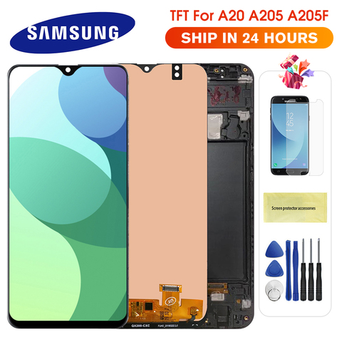 Pour Samsung Galaxy A20 A205 SM-A205F LCD écran tactile numériseur remplacement pour Samsung A20 A205 A205F écran d'affichage ► Photo 1/6