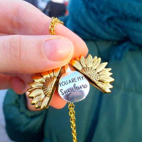 You are my sunshine-collier pendentif tournesol, bijoux en lettres, boho, cadeaux d'amitié, bff ► Photo 1/6