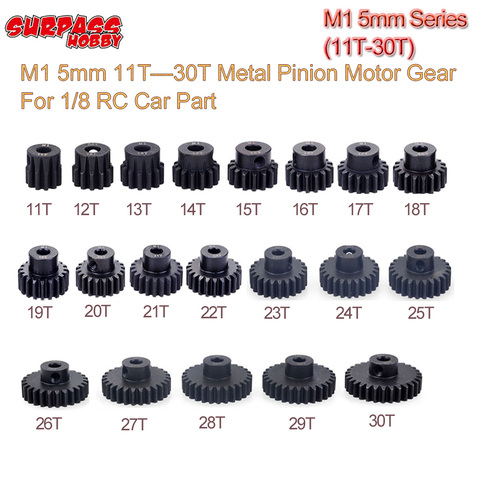 Surpasser passe-temps 1 pièces M1 5mm 11T-30T engrenage de moteur à pignon métallique pour moteur de voiture 1/8 RC ► Photo 1/6