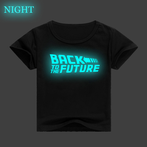 Retour vers le futur impression enfant t-shirt lumineux à manches courtes hauts chemise garçons fille T-Shirts bébé été T-Shirts 2 ~ 14 ans Camisetas ► Photo 1/4