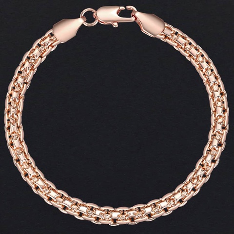 Davieslee 4.5mm Bracelet pour femmes hommes 585 or Rose rempli tressé tissage Bismark chaîne Bracelet pour femmes 18 20 23cm LGB422 ► Photo 1/6