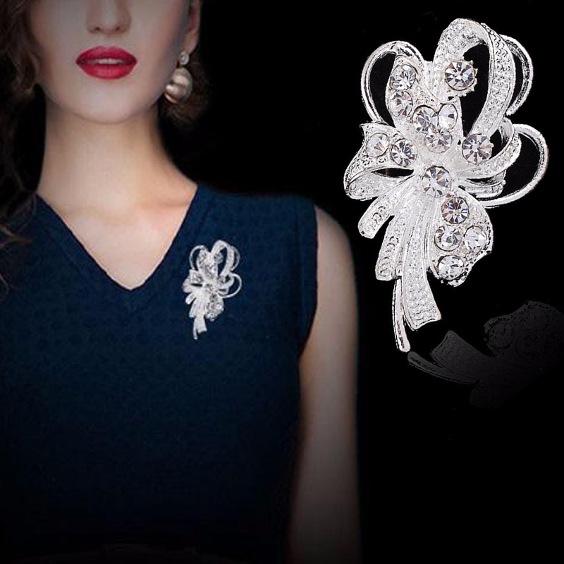 Broche à nœud papillon en strass pour femmes, Simple, à la mode, accessoires de mariage ► Photo 1/6