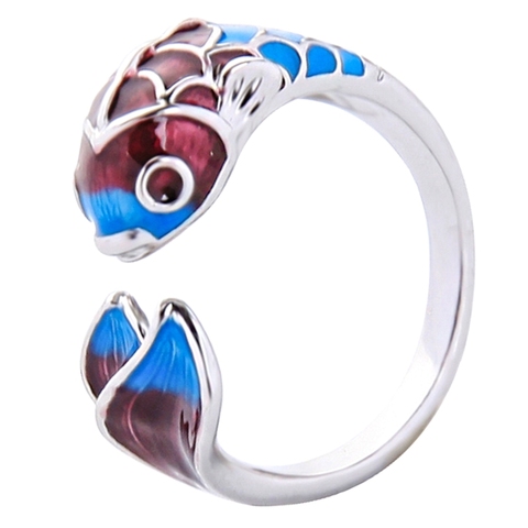 Koi – bague ajustable pour femme, anneau ajustable, coloré, carpe goutte à goutte, porte-bonheur, redimensionnable, bijoux ► Photo 1/6