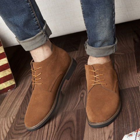 Bottes en Faux cuir suédé pour hommes, chaussures d'affaires décontractées en cuir, chaussures Oxford à la mode automne hiver 751 ► Photo 1/6