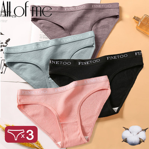 3 pièces femmes sous-vêtements en coton culottes femme Sexy slips marque bande taille culottes ensemble couleur unie intimes Lingerie pour fille M-XL ► Photo 1/6