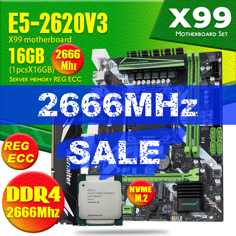 Huananzhi X99-8M-F D4 carte mère ensemble avec Xeon E5 2620 V3 LGA2011-3 CPU 1 pièces X 16GB = 16GB 2666MHz DDR4 mémoire REG ECC RAM ► Photo 1/5