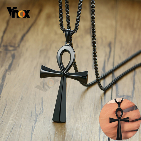 Vnox-colliers en acier inoxydable, pendentifs croisés, cadeaux de prière, bijoux, Religion égyptienne, Crucifix ► Photo 1/6