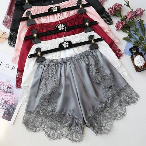 Pantalon pyjama en soie longue grande taille pour femmes, pyjama, culotte de sommeil Sexy, pantalon en Satin pour femmes, tailles 40 à 80kg, déshabillé en dentelle ► Photo 1/6