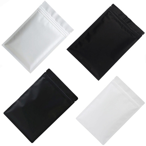 Sac en plastique épais 50pcs noir ou blanc mat anti-odeur, pochette d'emballage de poudre alimentaire, pochette en aluminium Mylar, sacs à fermeture thermique ► Photo 1/6