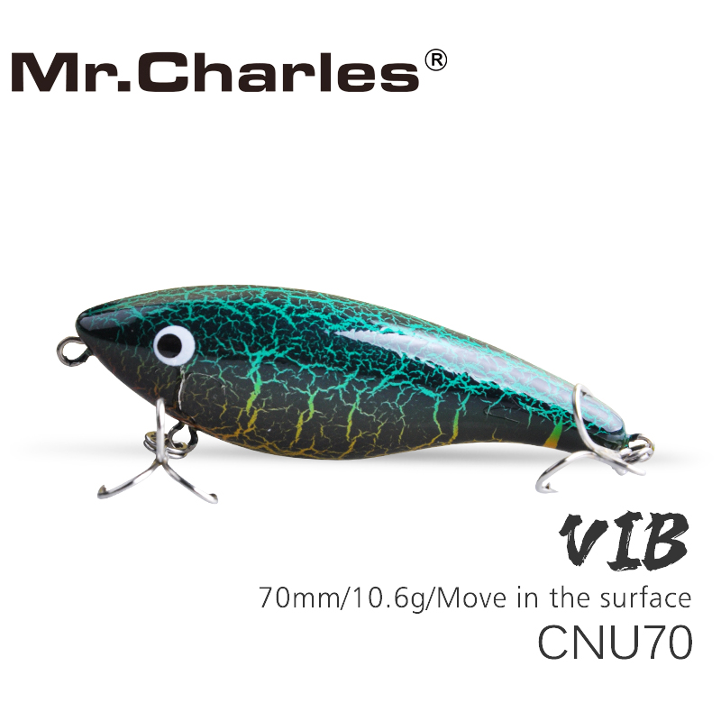 Mr.Charles CNU70 leurre de pêche, 70mm/10.6g haute qualité vib appât dur se déplacer dans le matériel de pêche de surface ► Photo 1/1