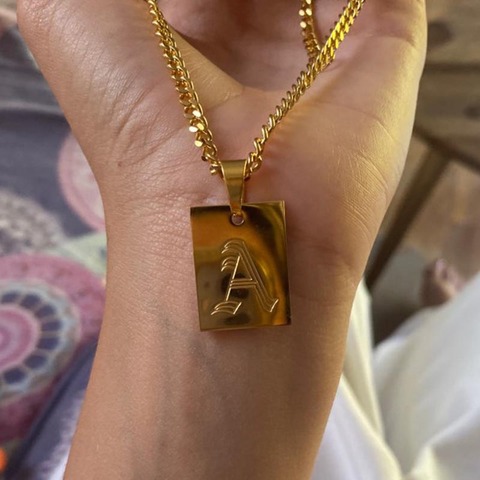 Collier avec pendentif lettre en acier inoxydable pour femme, chaîne ras du cou, couleur or, accessoires de bijouterie ► Photo 1/6