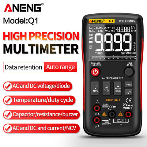 ANENG Q1 Digital True RMS 9999 compte testeur analogique professionnel bricolage Transistor condensateur Lcr multimètre voltmètre ca/cc ampèremètre ► Photo 1/6