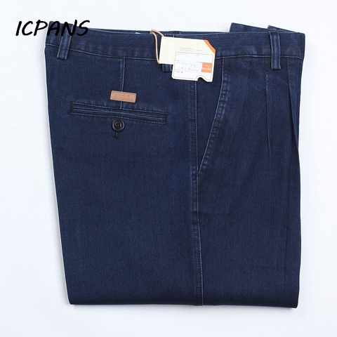 ICPANS grande taille 30- 42 44 46 Denim jean pour hommes automne classique taille haute droite ample bleu Stretch jean hommes 2022 ► Photo 1/5