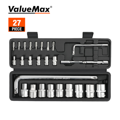 ValueMax Kit d'outils de réparation automobile, jeux d'outils à main, Kit de douilles, atelier boîte d'outils mécanique pour tournevis à domicile 27 pièces ► Photo 1/6