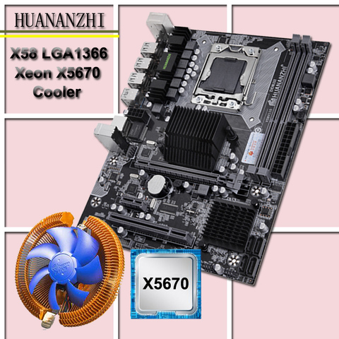 Huanzhi-kit CPU carte mère X58, processeur avec processeur refroidisseur de processeur usb 3.0 X58 LGA1366, 2.93GHz, 6 cœurs, 12 threads, nouveau ► Photo 1/6