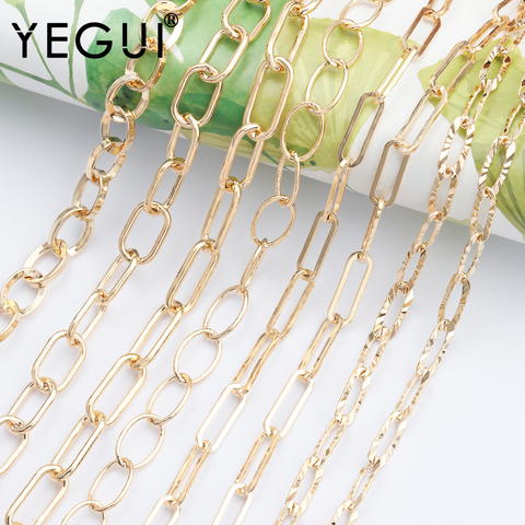 YEGUI – chaîne plaquée or 18k, 0.3 microns, 1 m/lot, accessoires de bijouterie pour bricolage, collier, bracelet, fait à la main, C126 ► Photo 1/6