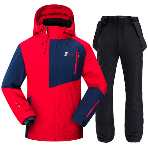 Hommes Ski costume coupe-vent imperméable Ski snowboard vestes et pantalons hiver Sports de plein air Ski ensemble mâle épais chaud Ski costumes ► Photo 1/6