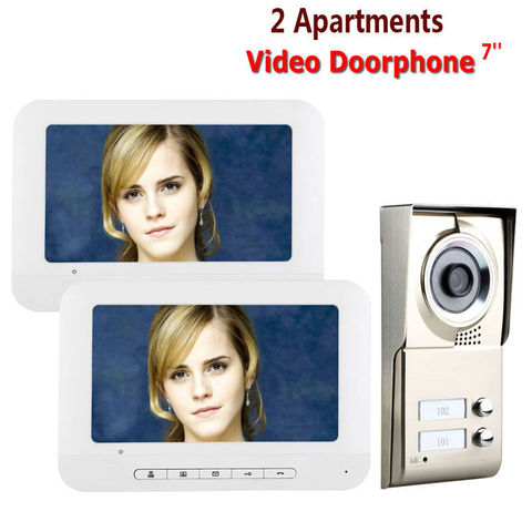 Yobang-porte vidéo de sécurité | 2 appartement/famille, système d'interphone, 1 sonnette, caméra avec 2 boutons 2, moniteur étanche ► Photo 1/6