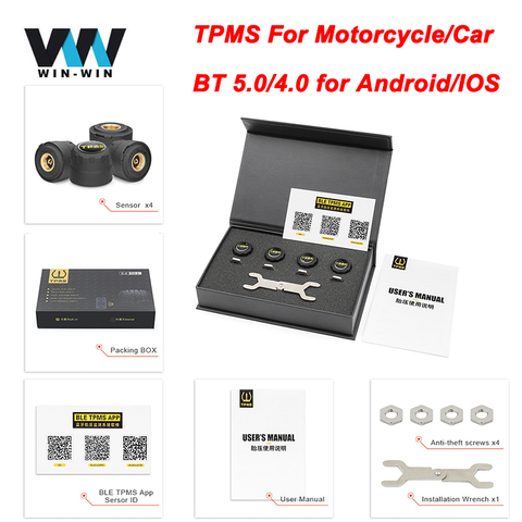 Système de surveillance de la pression des pneus de Moto, TPMS, Bluetooth 5.0, alarme, capteur, pour Android/IOS ► Photo 1/6